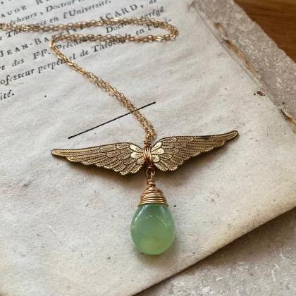 Winged Victory Necklace Raw Brass Pendant Jewelry..