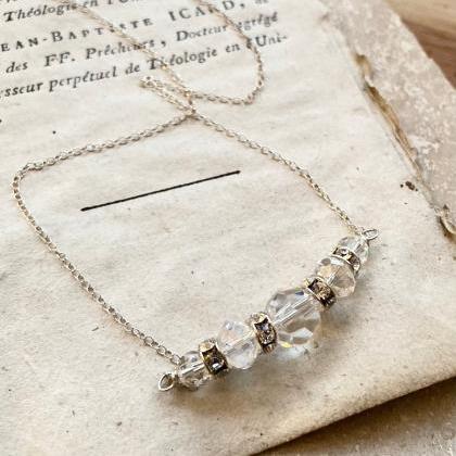 Crystal And Rhinestone Stack Necklace - Sterling..