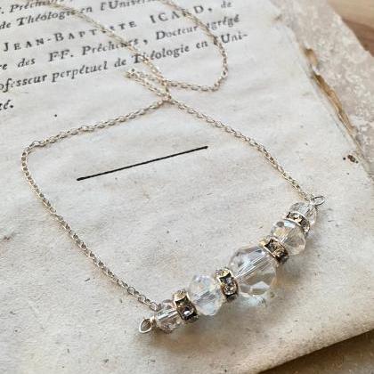 Crystal And Rhinestone Stack Necklace - Sterling..