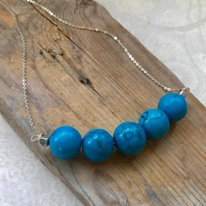 Turquoise Stack Necklace, Simple, Summer Fashion..