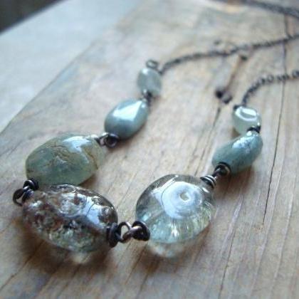 Moss Aquamarine Necklace Gemstone N..