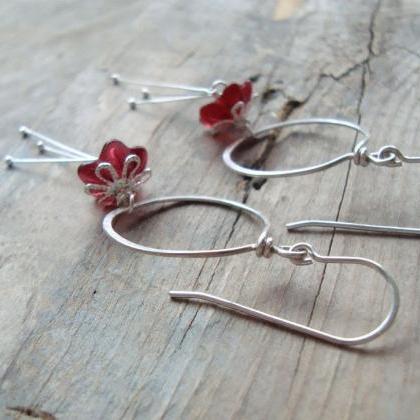 Cranberry Blossom Hoop Earrings - Sterling Silver..