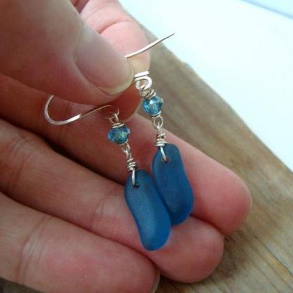Teal Sea Glass Earrings Summer Fashion Summer..