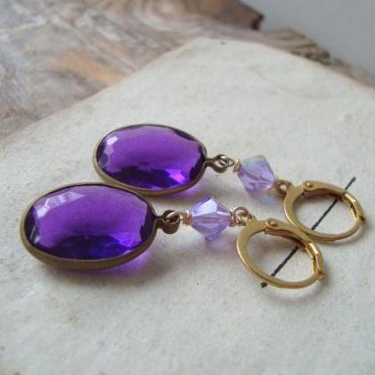 Aqua Rhinestone Earrings Bridesmaid Brass Jewelry..