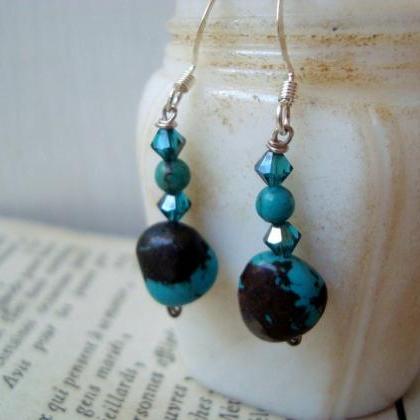 Turquoise And Crystal Earrings Modern December..