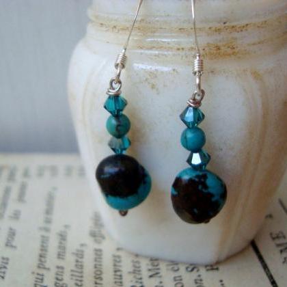 Turquoise And Crystal Earrings Modern December..