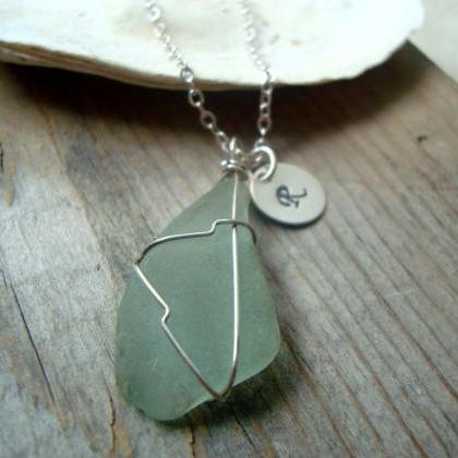 Mint Green Sea Glass Necklace With Starfish Beach..