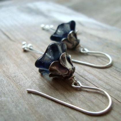 Stormy Blossoms Earrings Montana Blue Silver..