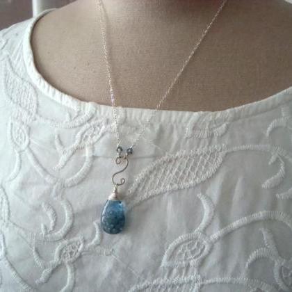 Montana Blue Quartz Pendant Necklace Asian Style..