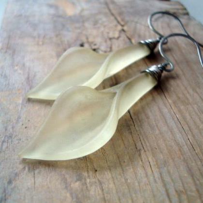 Yellow Calla Lily Earrings Oxidized- Sterling..