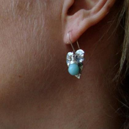 Ivy Leaf Earrings Mint Green Amazonite Sterling..