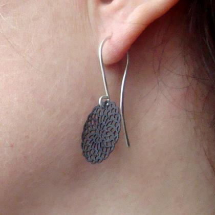Silver Mandala Earrings Metalwork Sterling Silver..