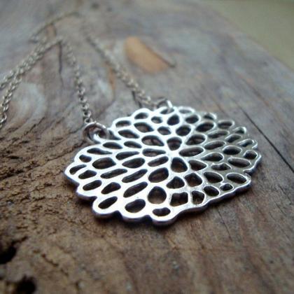 Silver Chrysanthemum Necklace - Large. Metalwork..