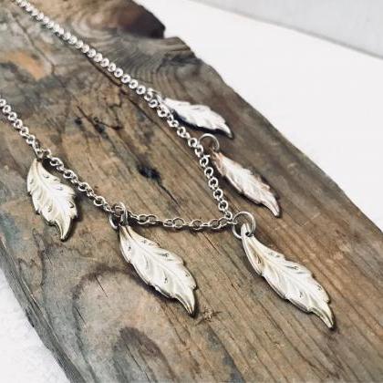 Silver Leaf Necklace - Vintage Style Nature..