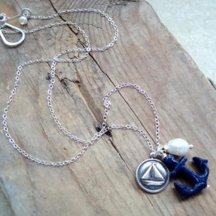 Anchors Away Necklace Nautical Jewelry Anchor..
