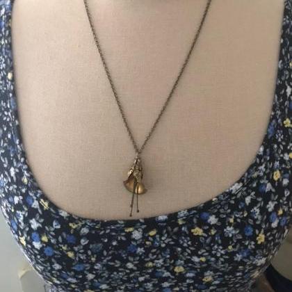 Brass Calla Lily Necklace Vintage Style Bridal..