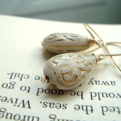 Bridal Earrings Aqua Baroque Teardrops Gold Bridal..