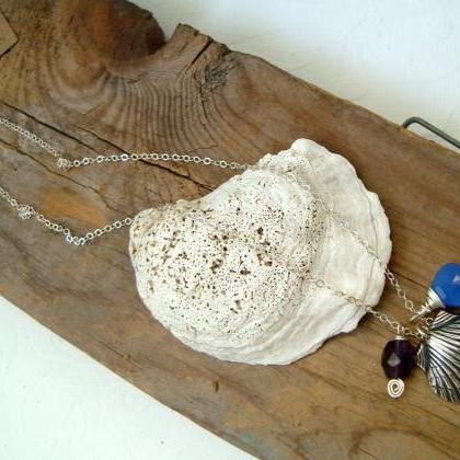Silver Scallop Necklace With Amethy..