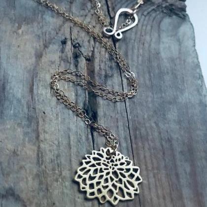 Gold Chrysanthemum Necklace - Small. Gold Filled..