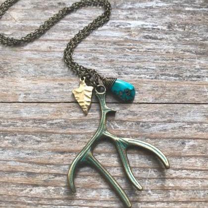 Antler Necklace With Turquoise December..