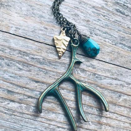 Antler Necklace With Turquoise December..