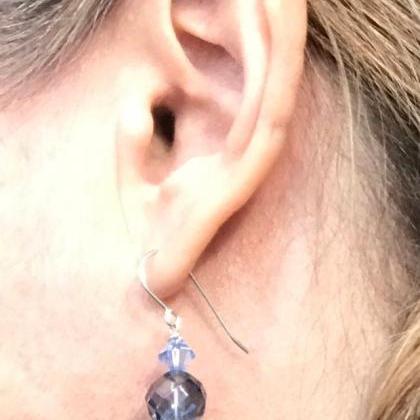 Blue Crystal Earrings Sterling Silv..