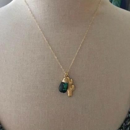 Cactus Necklace with Turquoise - Br..