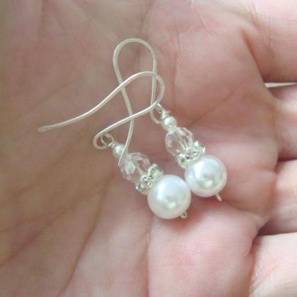Bridal Earrings White Vintage Crystal Rhinestone..