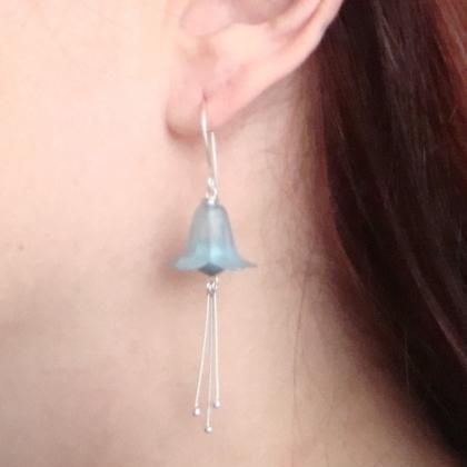 Blue Flower Earrings Sterling Spring Jewelry..