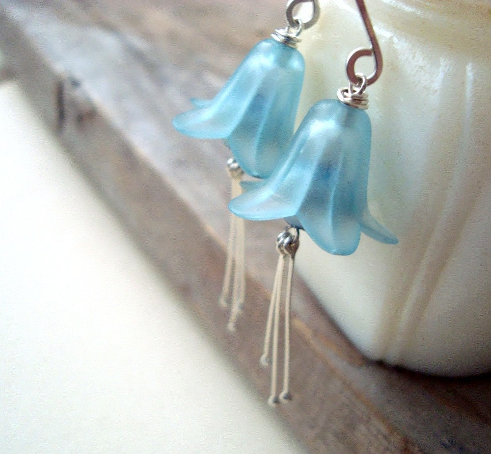 Blue Flower Earrings Sterling Spring Jewelry Mothers Day Gifts Under 50 Bridal Jewelry Gifts For Her Weddings Vintage Style Shabby Chic