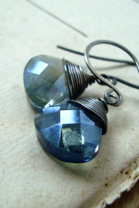 Montana Blue Crystal Briolette Earrings Bridesmaid Jewelry Weddings Bridal Jewelry Crystal Jewelry, Mothers Day Jewelry.